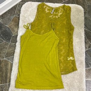 Green 2pc set Lace top w/ tank